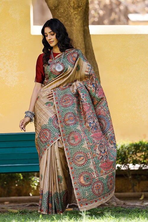Mithila Painting Silk Saree